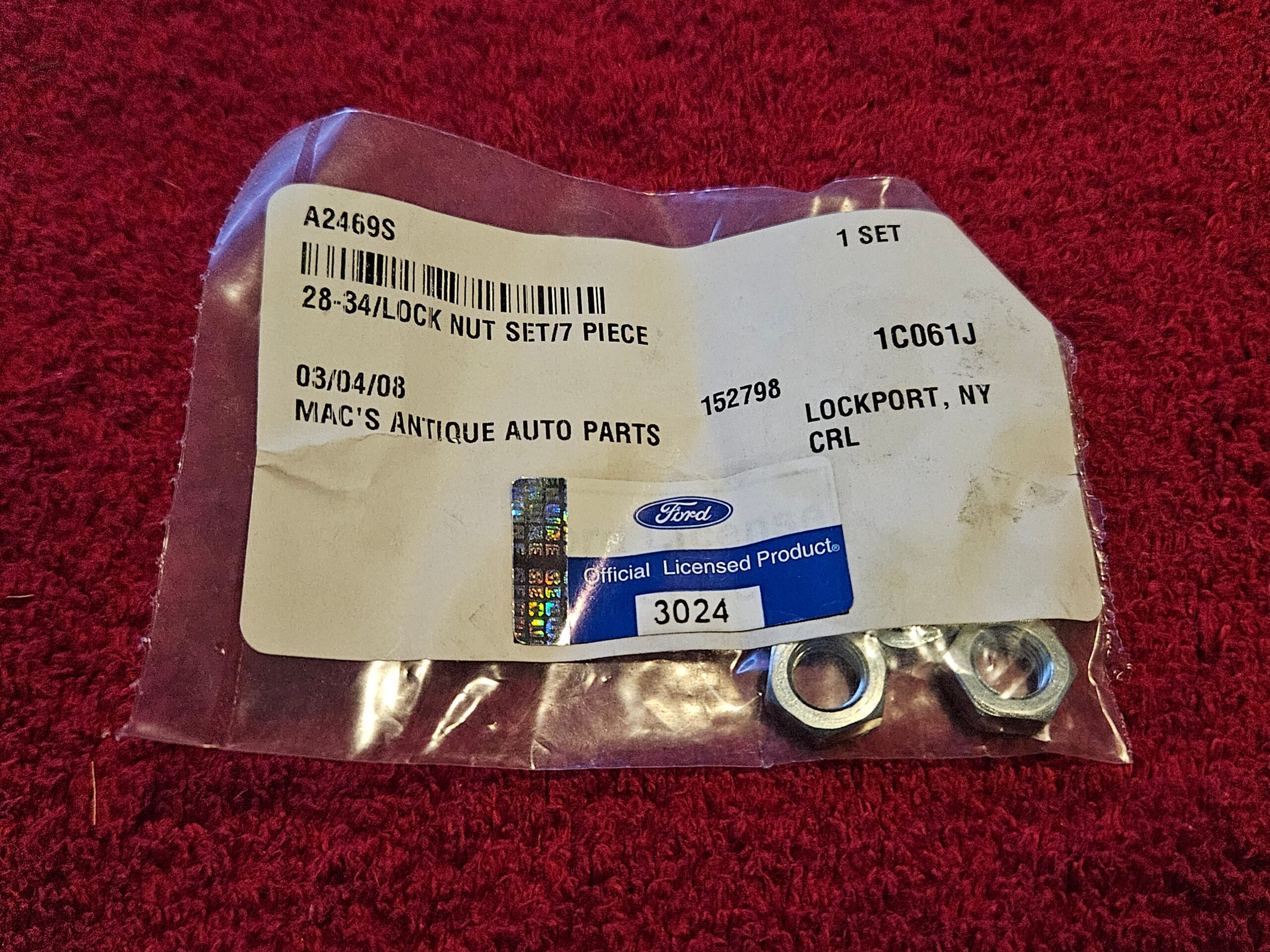 1928-1936 Ford A-2469-S Brake Rod Nut Set 7 Pcs New OEM - Image 2