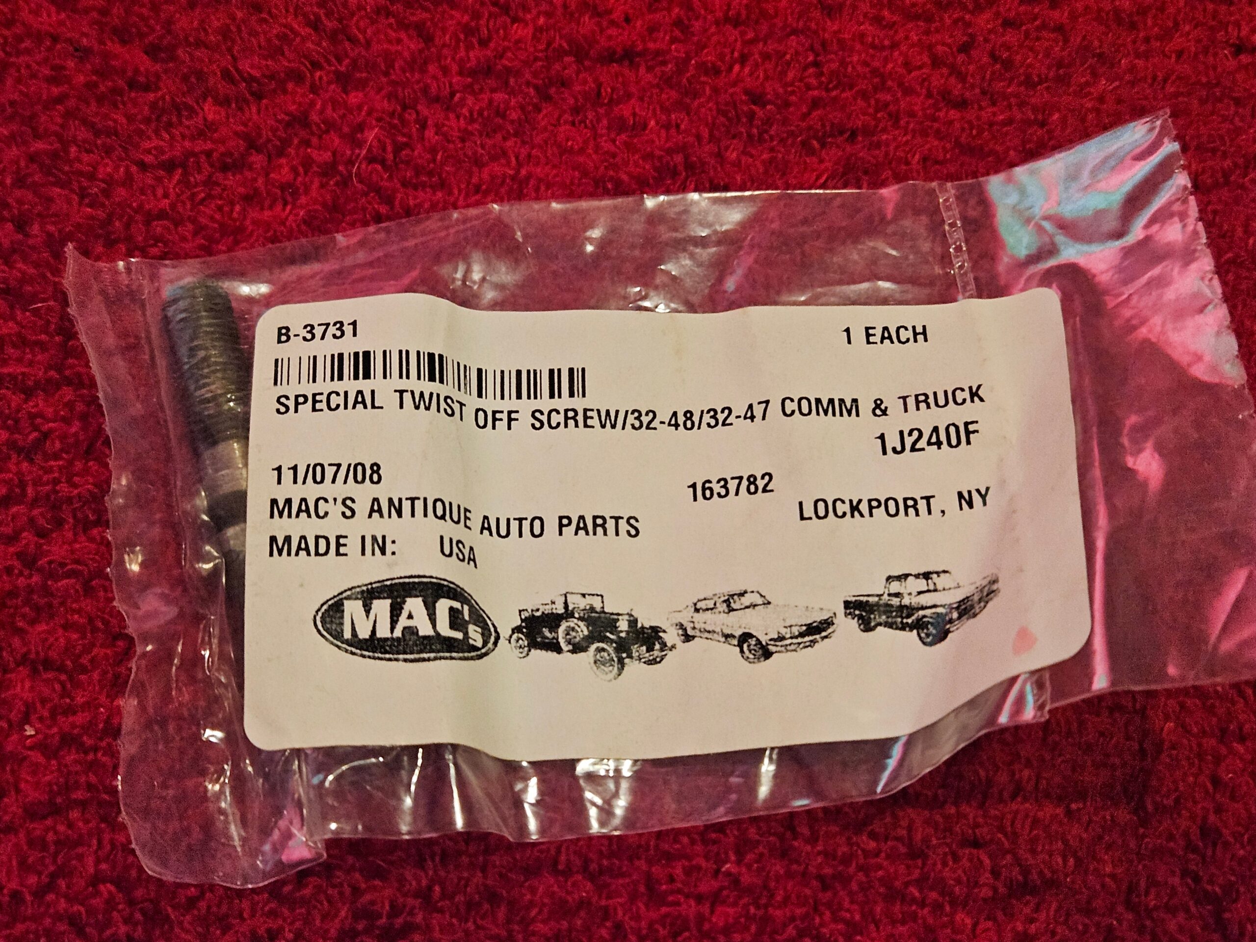 1932-1948 Ford B-3731 Special Twist Off Screw New OEM - Image 2