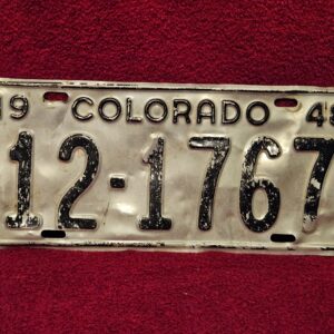 1948 Colorado License Plate #12-1767 Single Original Used
