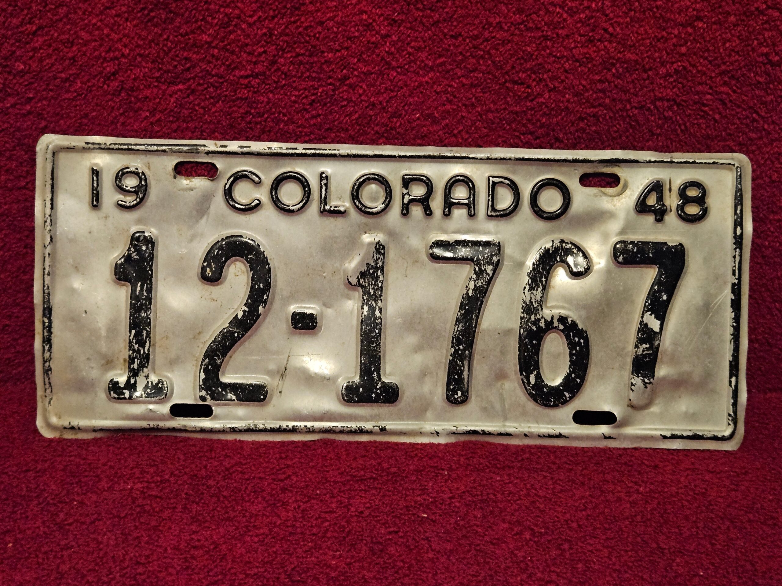 1948 Colorado License Plate #12-1767 Single Original Used