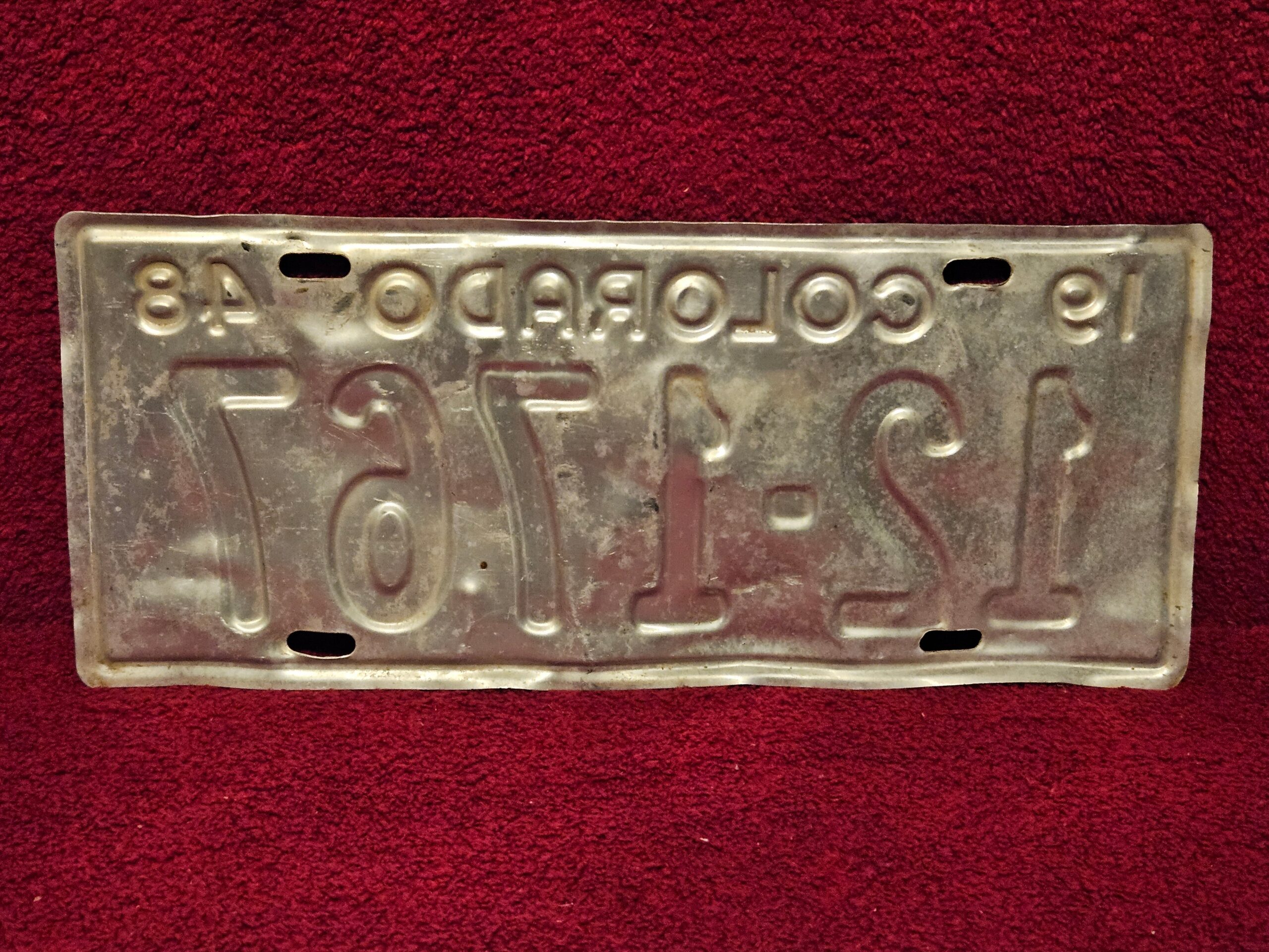 1948 Colorado License Plate #12-1767 Single Original Used - Image 2