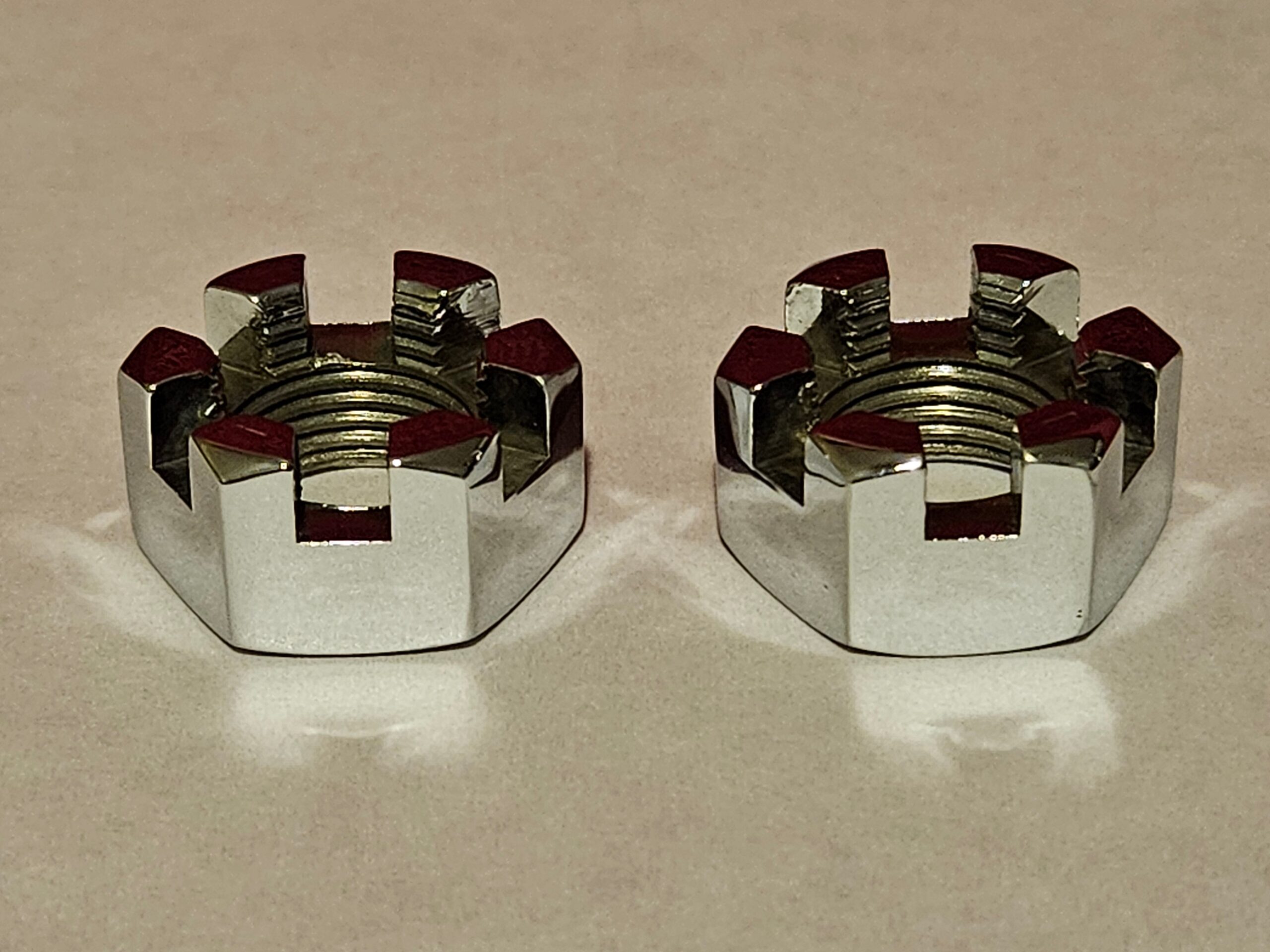 1928-1948 Ford A-4242 Chrome Rear Axle Nuts Pair New OEM