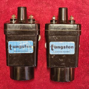 Tungsten Ignition Coils Matched Pair with Mounting Brackets USED Flathead