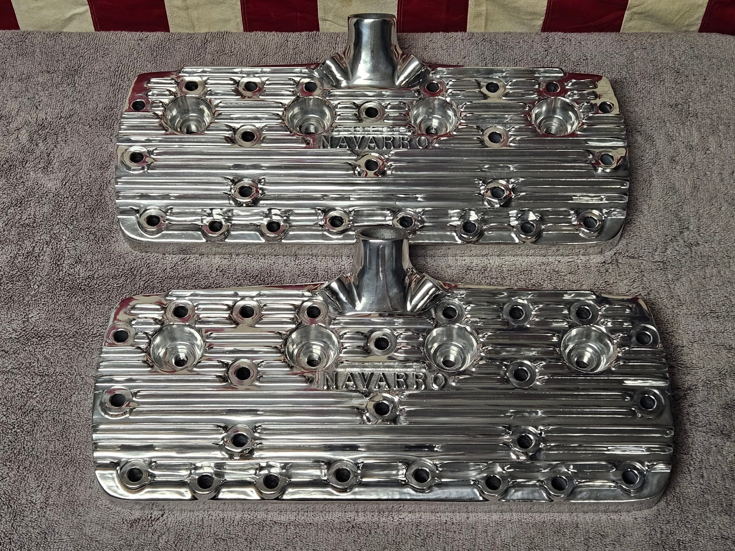 Navarro 59A Ford Flathead V8 Finned Aluminum Heads Pair New Polished 24-Stud - Image 15
