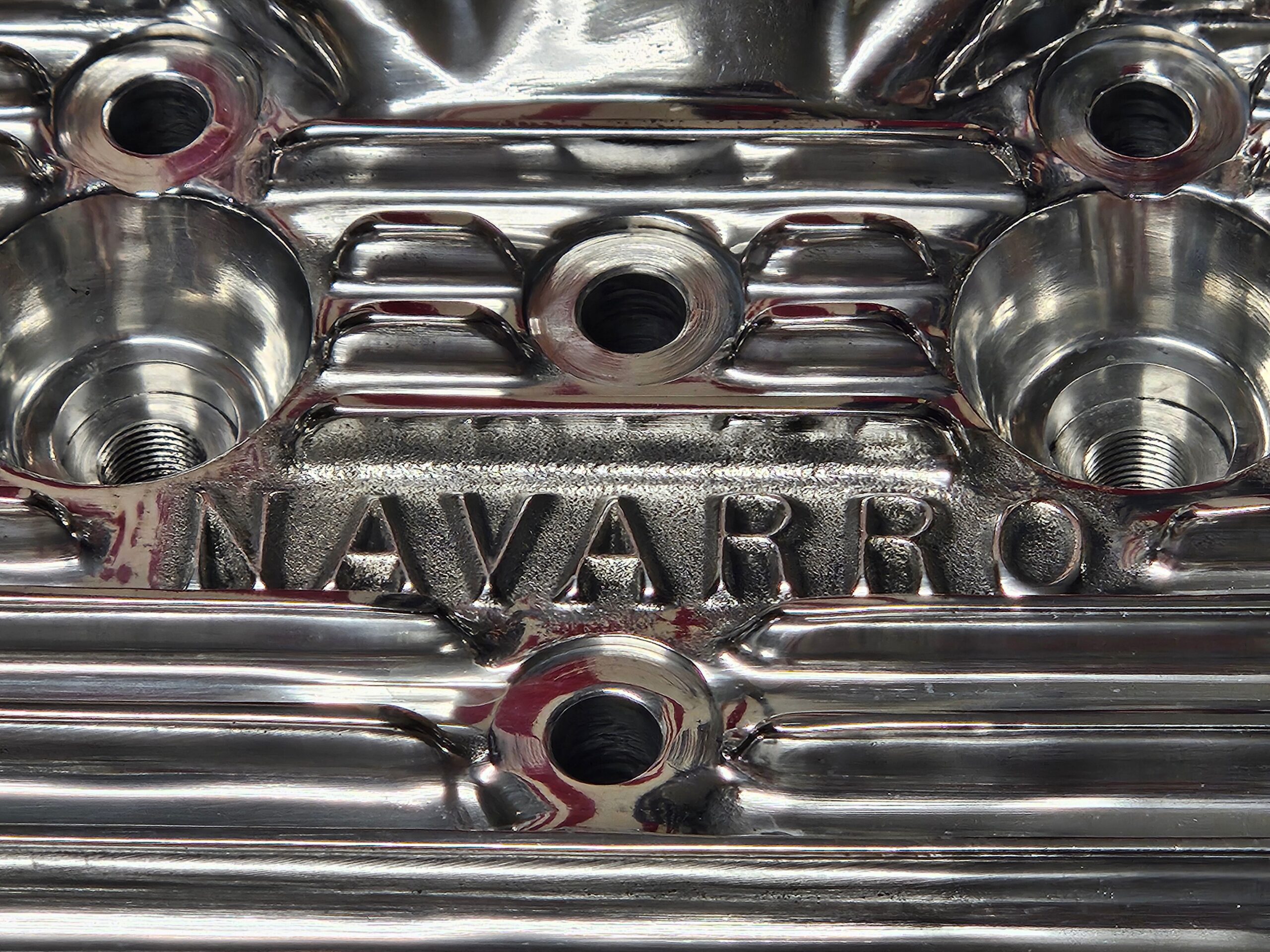 Navarro 59A Ford Flathead V8 Finned Aluminum Heads Pair New Polished 24-Stud - Image 2
