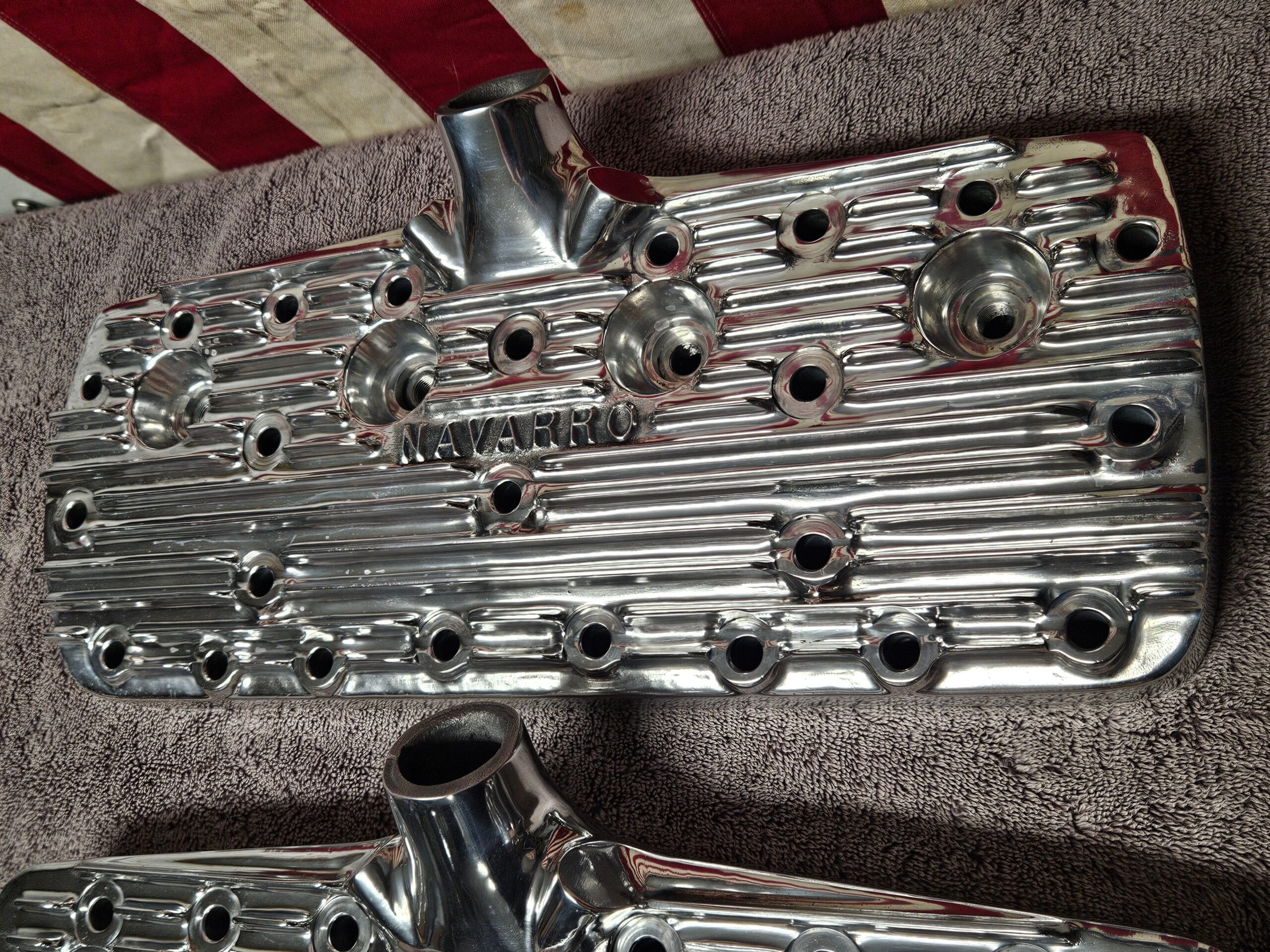 Navarro 59A Ford Flathead V8 Finned Aluminum Heads Pair New Polished 24-Stud - Image 9