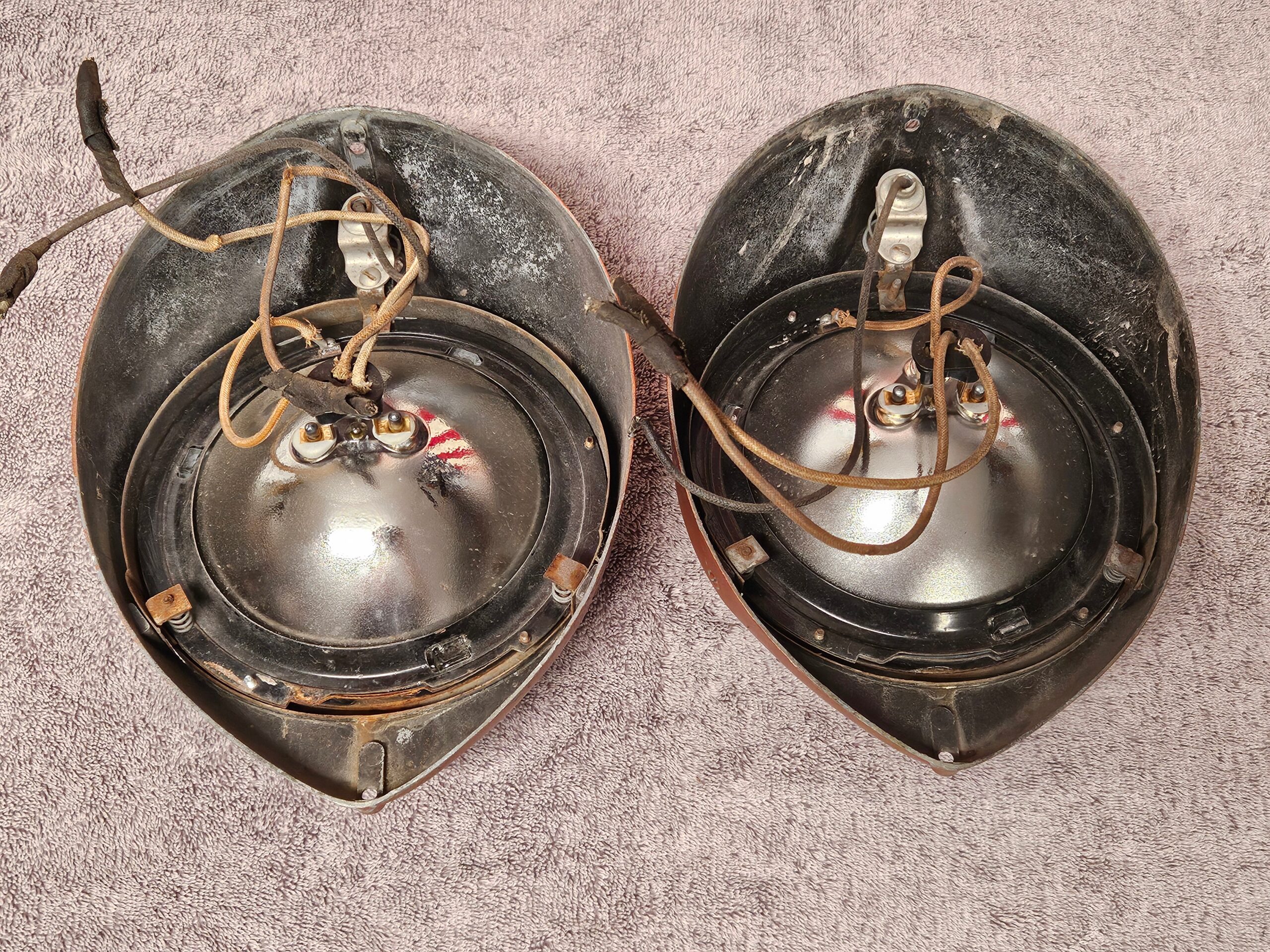 1937-1939 Ford Jeweled Sealed Beam Headlight Conversion Kit Pair Used - Image 4